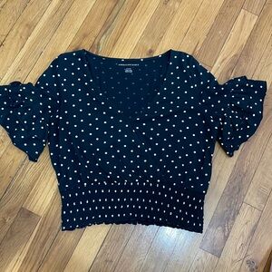 American Eagle faux wrap ruffle bell sleeve crop top size M